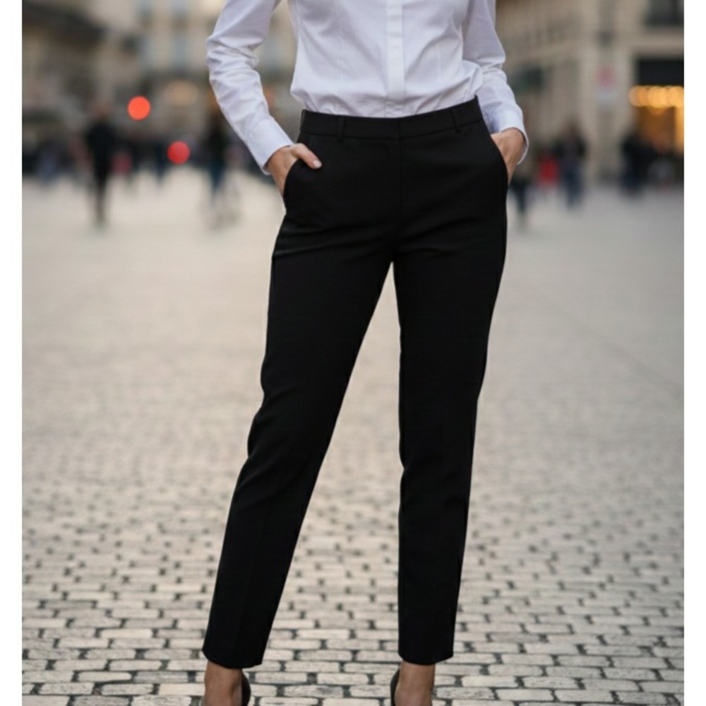 Escada Formal Trousers Women's Size 36‎ Black Slash Pockets Straight-Leg